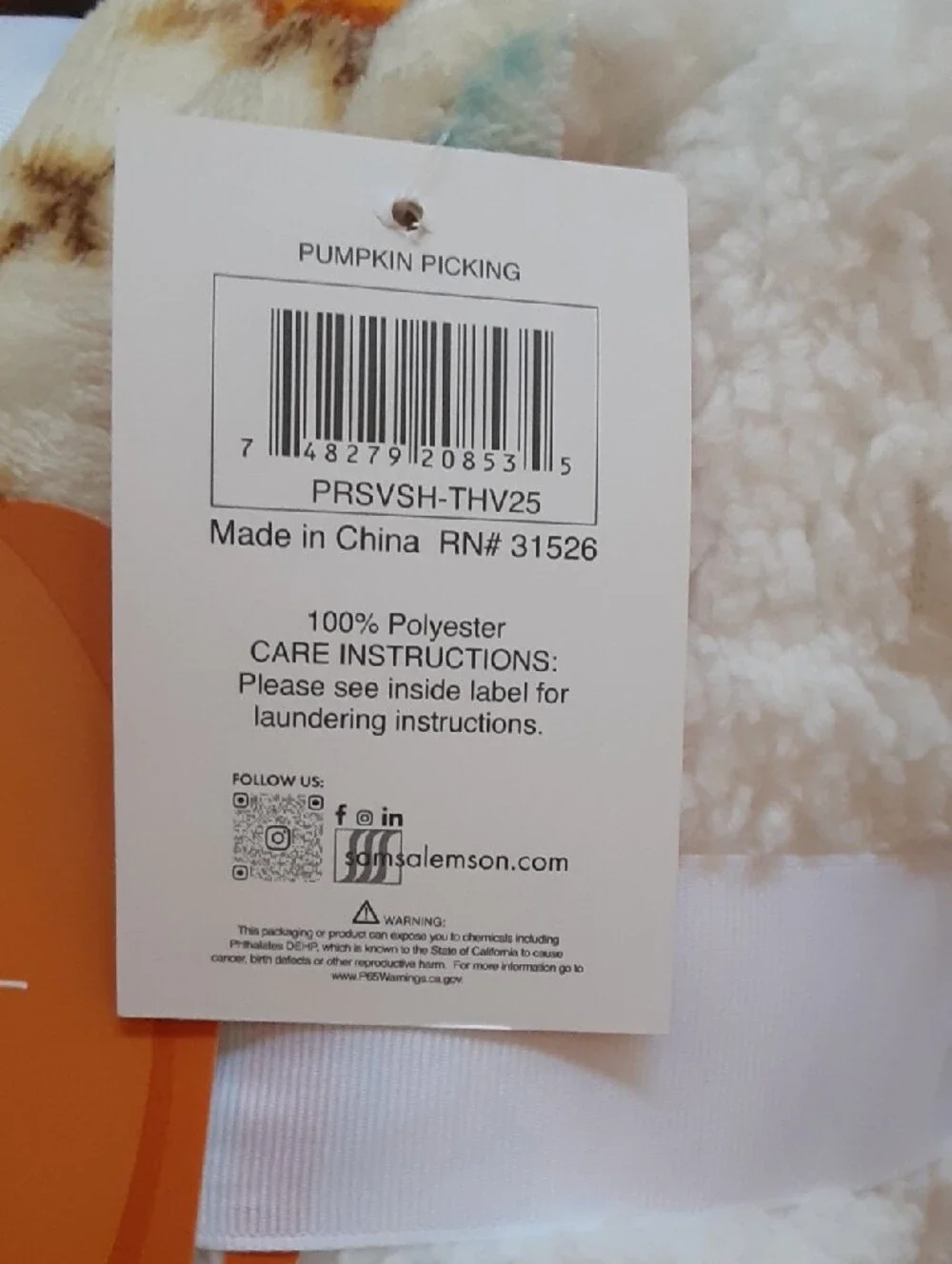 Pumpkin Picking Sherpa Throw Blanket